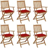 vidaXL Tuinstoelen 6 st inklapbaar met kussens massief acaciahout