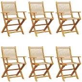 vidaXL Tuinstoelen 8 st inklapbaar massief acaciahout beige