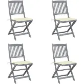 vidaXL Tuinstoelen 2 st inklapbaar met kussens massief acaciahout