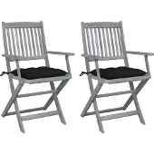 vidaXL Tuinstoelen 8 st inklapbaar met kussens massief acaciahout