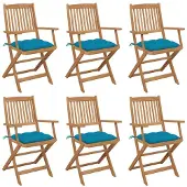 vidaXL Tuinstoelen 6 st inklapbaar met kussens massief acaciahout