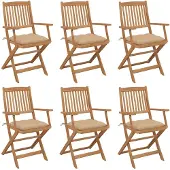 vidaXL Tuinstoelen 8 st inklapbaar met kussens massief acaciahout