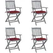 vidaXL Tuinstoelen 4 st inklapbaar met kussens massief acaciahout