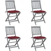 vidaXL Tuinstoelen 4 st inklapbaar met kussens massief acaciahout