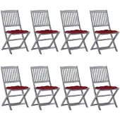 vidaXL Tuinstoelen 8 st inklapbaar met kussens massief acaciahout