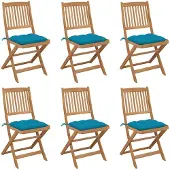 vidaXL Tuinstoelen 6 st inklapbaar met kussens massief acaciahout