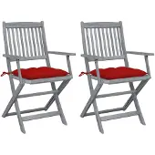 vidaXL Tuinstoelen 4 st inklapbaar met kussens massief acaciahout