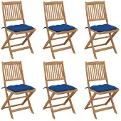 vidaXL Klapstoelen, 6 stuks, met kussens, gemaakt van massief acaciahout