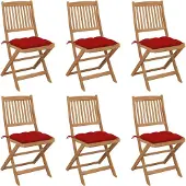 vidaXL Tuinstoelen 6 st inklapbaar met kussens massief acaciahout