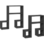 vidaXL Wandschappen 2 st 50x15x50 cm bewerkt hout grijs