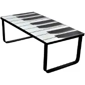 vidaXL Salontafel met piano-print glazen tafelblad