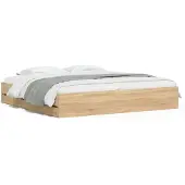 vidaXL Bedframe met lades bewerkt hout sonoma eikenkleurig 135x190 cm