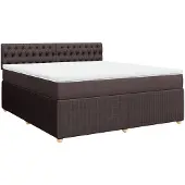 vidaXL Boxspring met matras stof donkerbruin 180x200 cm