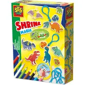 SES Creative 14294 Krimpfolie - Dino Sleutelhangers - Creatieve Knutselset voor Kinderen vanaf 5 Jaar - Personaliseer ontwerpen en krimp in de oven - Perfect voor creatief spelen