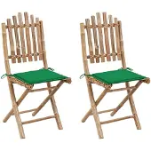 vidaXL Tuinstoelen 2 st inklapbaar met kussens bamboe