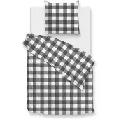Zo! Home Dekbedovertrek Quattro-di-Lino Dark-Grey Katoen-140 x 200 / 220 cm | 1-Persoons