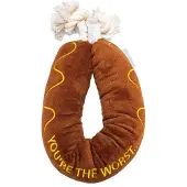 Beeztees BBQ Worst + Touw - Hondenspeelgoed - Pluche - Bruin - 60x7x7 cm