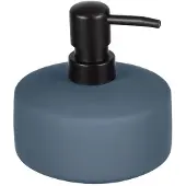 Wenko Zeepdispenser Avellino mat blauw keramiek 380ml - Zeeppompje vrijstaand en navulbaar - Badkamer/toilet/keuken