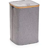 Zeller - Laundry Hamper, canvas/bamboo, grey