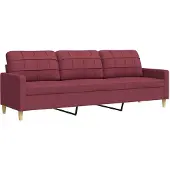 vidaXL Driezitsbank 210 cm stof wijnrood
