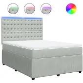 vidaXL Boxspring met matras fluweel lichtgrijs 140x190 cm
