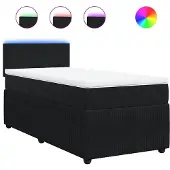vidaXL Boxspring met matras fluweel zwart 90x200 cm