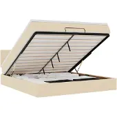 vidaXL Ottomanbed met matras en LED-verlichting, crème, 160x200 cm, gestoffeerd