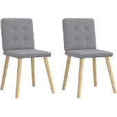 vidaXL Eetkamerstoelen 2 st stof lichtgrijs