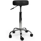 Office Tabouret kruk hoog met gasveer harde wielen zw