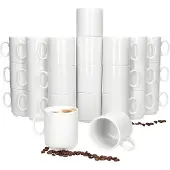 MamboCat Set van 24 EVENT stapelbare koffiemokken wit porselein 250 ml