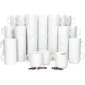 MamboCat Set van 48 EVENT stapelbare koffiemokken wit porselein 250 ml