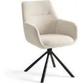 Furnihaus Olivia Draaibare Eetkamerstoel – Met Armleuning – Beige – Comfortabele Stoffen Design Stoel voor Eetkamer of Woonkamer