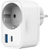 Gembird 2-poorts USB snellader met doorvoerstekker, 20W, wit