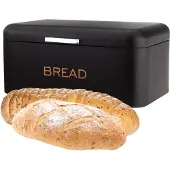 Cheffinger Broodtrommel - Metallic Zwart - RVS - 34cm