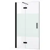 Maxaro Diamond Douchedeur | 90 cm Mat zwart Helder met matte strook Draaideur