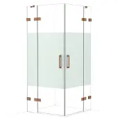 Maxaro Diamond Douchecabine | 90x90 cm Koper Helder met matte strook Draaideur Vierkant