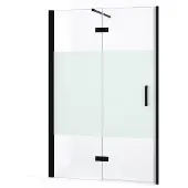 Maxaro Diamond Douchedeur | 120 cm Mat zwart Helder met matte strook Draaideur