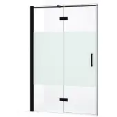 Maxaro Diamond Douchedeur | 110 cm Mat zwart Helder met matte strook Draaideur