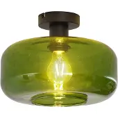 QAZQA Retro plafondlamp zwart met groen glas - Bizle