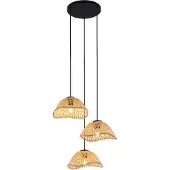 QAZQA Boheemse hanglamp zwart met bamboe 3-lichts - Lily
