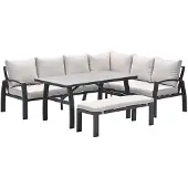 Garden Impressions Cameron lounge dining set 4-delig rechts desert sand