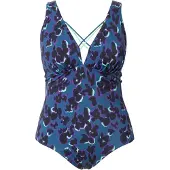 Ulla Popken Badpak aqua / petrol / lila / zwart