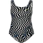 Ulla Popken Badpak blauw / geel / zwart / wit