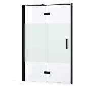 Maxaro Diamond Douchedeur | 110 cm Mat zwart Helder met matte strook Draaideur