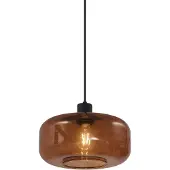 QAZQA Retro hanglamp zwart met brons glas - Bizle