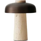 Audo Copenhagen Reverse draagbare tafellamp 24,5 cm Travertine-bronzed aluminium
