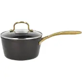 HOLM Brasserie Steelpan met glazen deksel keramisch Dia 16 x 9,2 cm 1,5 liter Zwart
