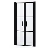 Maxaro Diamond Douchedeur | 90 cm Mat zwart Helder met zwarte strepen Pendeldeur