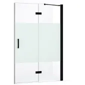 Maxaro Diamond Douchedeur | 120 cm Mat zwart Helder met matte strook Draaideur