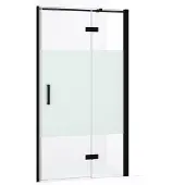 Maxaro Diamond Douchedeur | 90 cm Mat zwart Helder met matte strook Draaideur